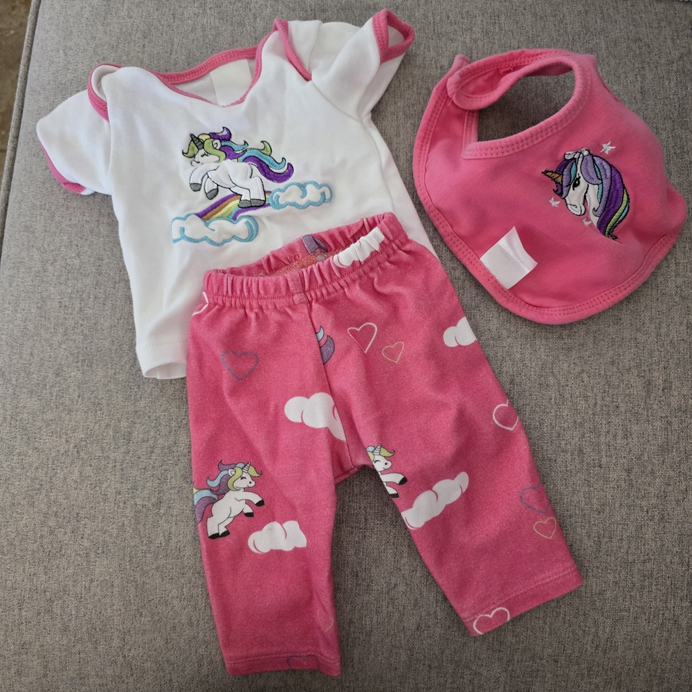 Unicorn Baby Outfit Set - White and Pink